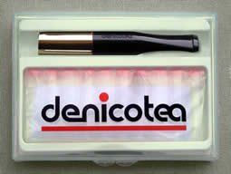 Denicotea Cigarette Holder: Goldtone with 10 disposable crystal filters in plastic case